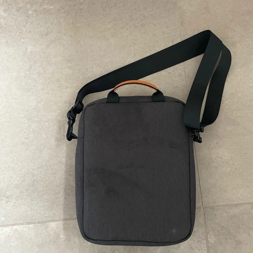 Modern Black Laptop Bag with Tan Handle